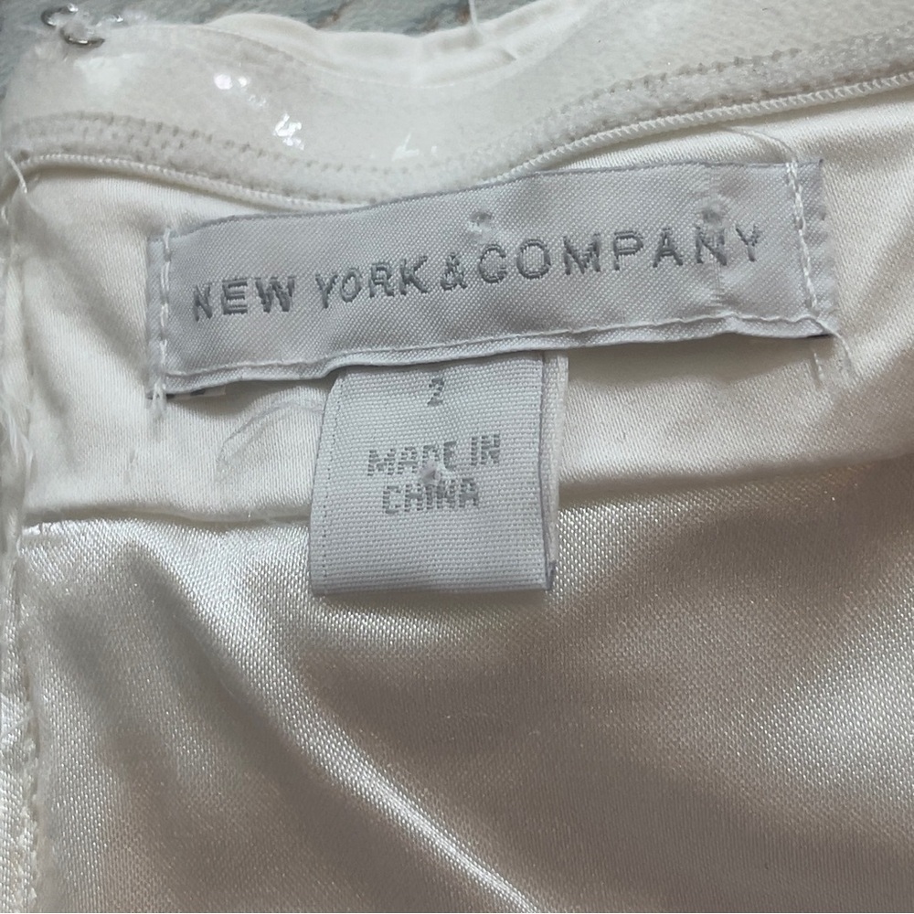 New York & Company White Strapless Lace Detail Pockets, Mini Dress 2 - Picture 7 of 14